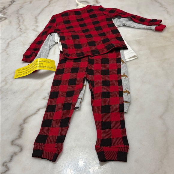 Chick pea Pajama Set Kids size 18 months Red and Gray Reindeer Pajama Set - Picture 3 of 9
